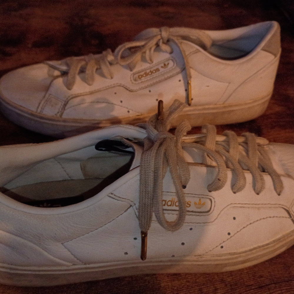 Adidas White Leather Sneakers Classic Tennis Style